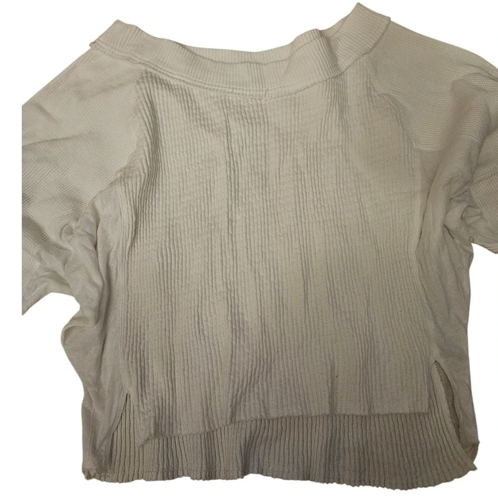 Free People Josie Waffle‎ Knit Sweater Ivory Cable Braided Braid - $128 MSRP SZM